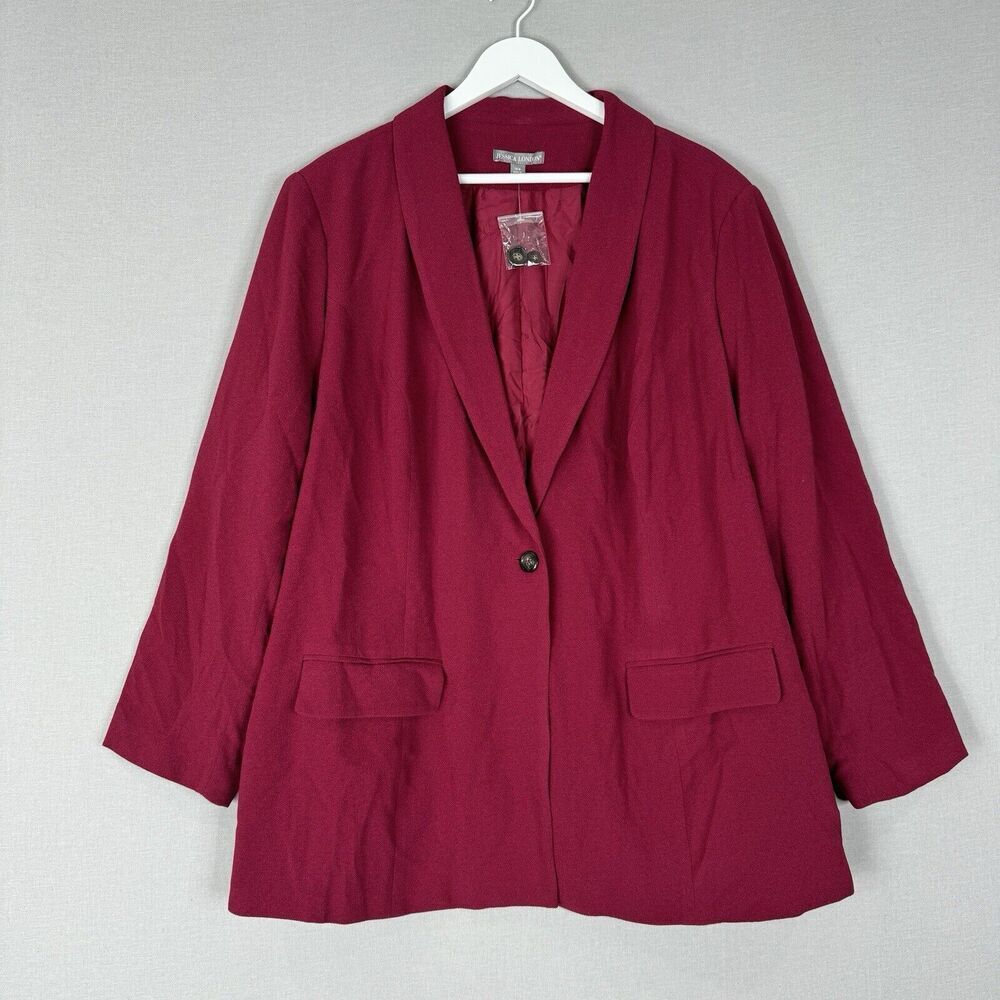 Jessica London‎ Womens Jacket 28W Pink Single Button Knit Blazer Comfy Romantic